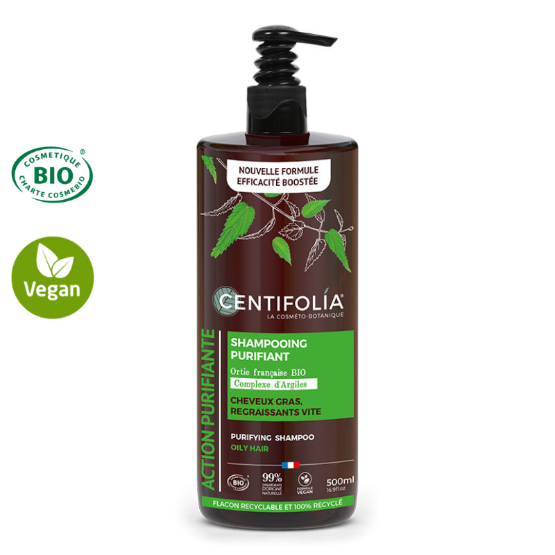 Shampoing crème purifiant cheveux gras certifié Bio - Complexe d'Argiles 500ml