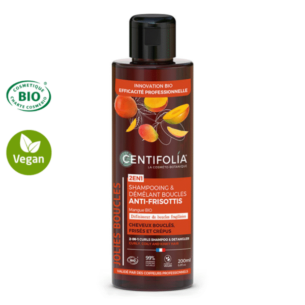 Shampoing & démêlant boucles Anti-frisottis 2en1 certifié Bio 200ml