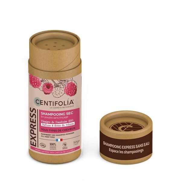 Shampoing sec en poudre framboise certifié Bio - Tous types de cheveux