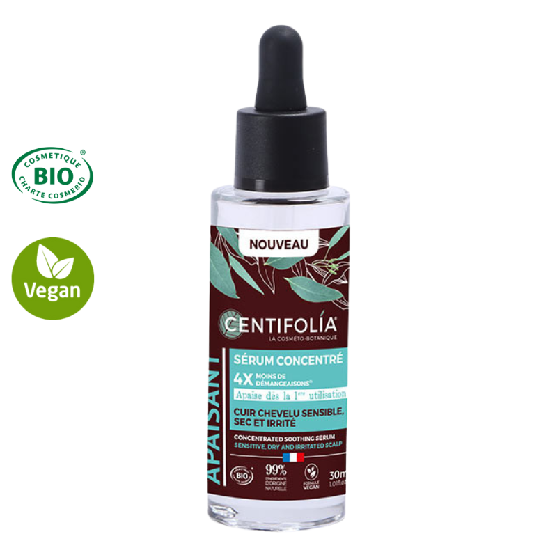 Sérum concentré apaisant certifié Bio - 4x moins de démangeaisons du cuir chevelu