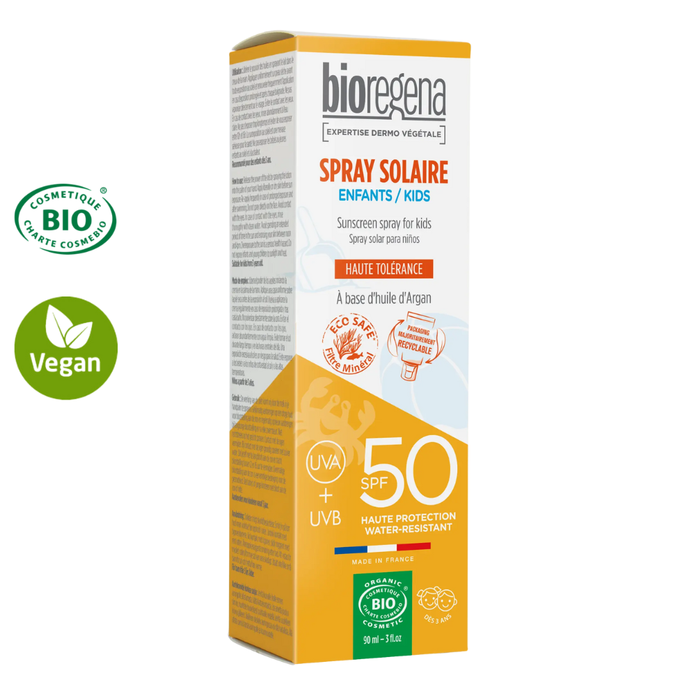 Écran solaire enfants SPF50 certifié Bio - Fluide en spray - Visage & corps - Dès 3 ans 90 ml