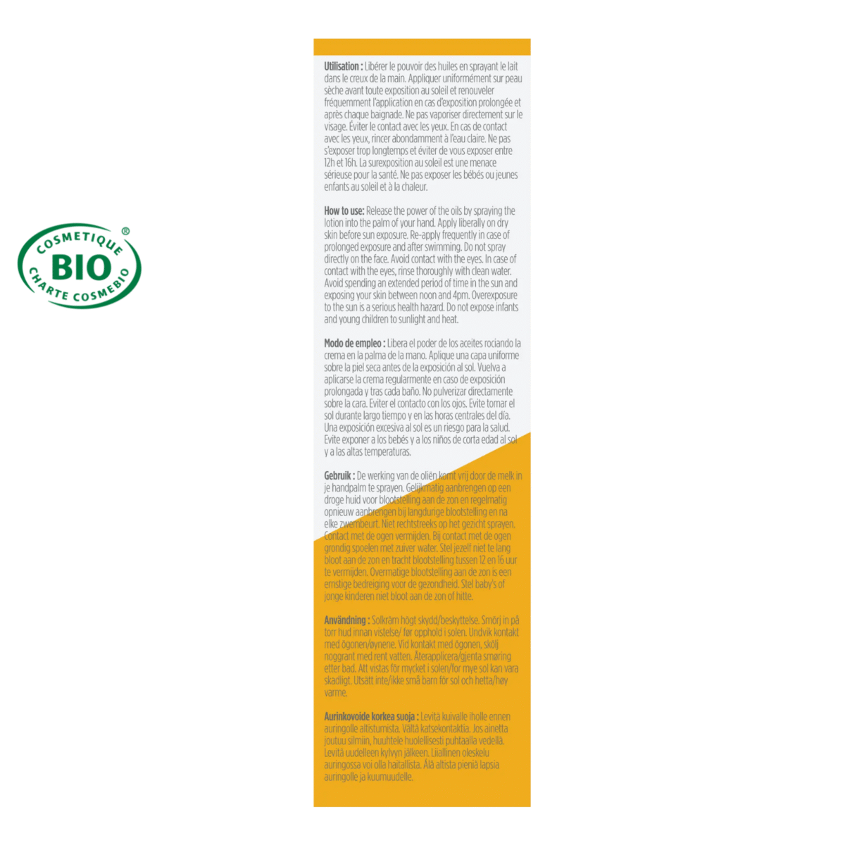 Écran solaire fluide en spray SPF30 certifié Bio - visage & corps - Adulte