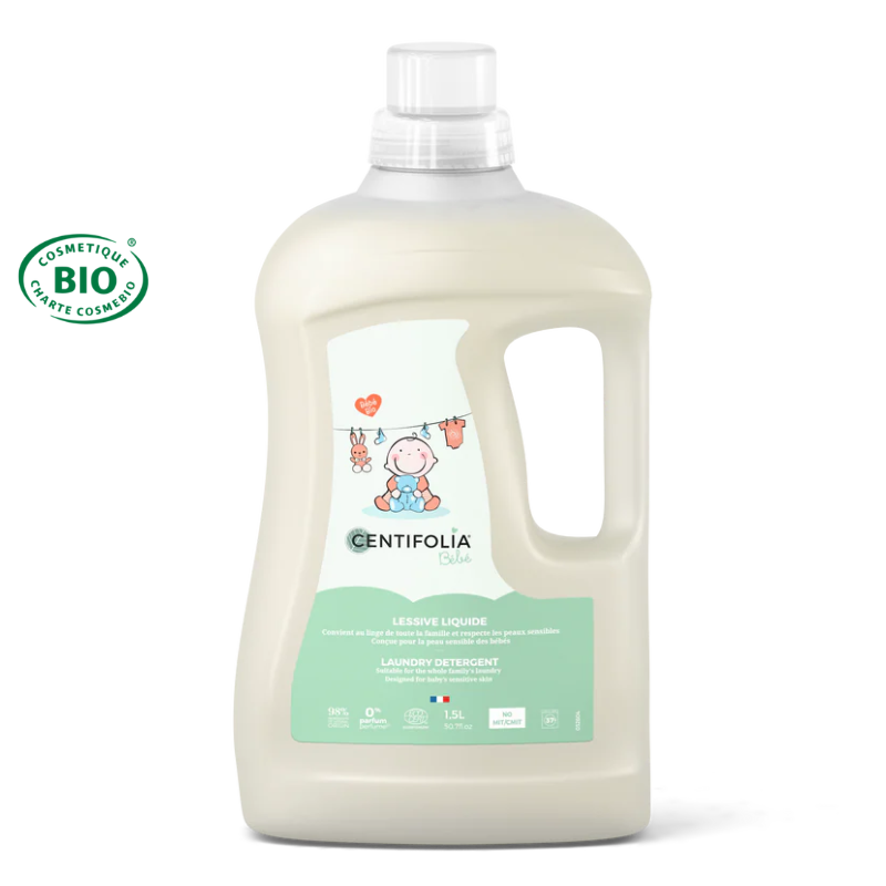 Lessive liquide bébé certifie Bio - NOUVELLE FORMULE 1,5 L