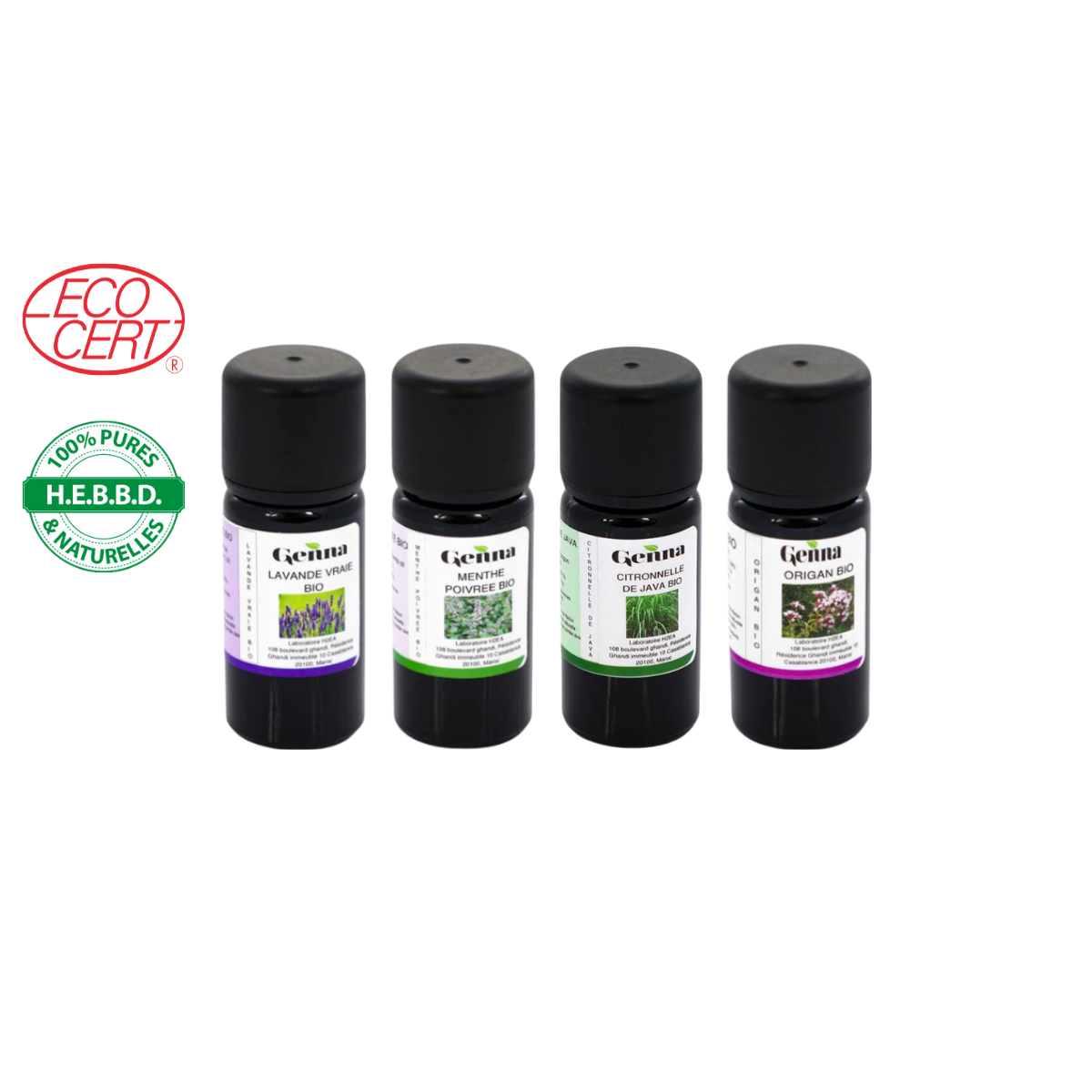 Pack été vacance voyage Lot de 4 Huiles essentielles certifiées Bio par Ecocert