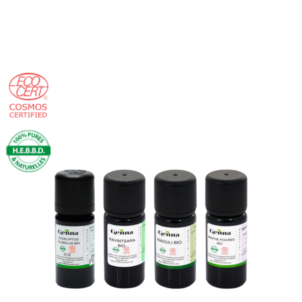 Pack Hiver & Immunité – Lot de 4 huiles essentielles certifiées Bio – Globulus