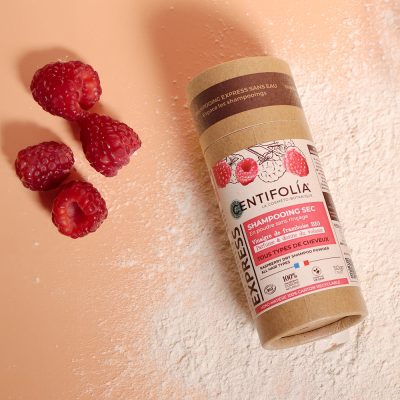 Shampoing sec en poudre framboise certifié Bio - Tous types de cheveux